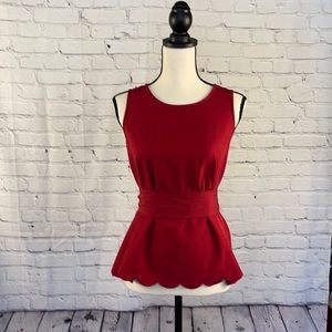 Christmas red tank top blouse with tie belt - Shein